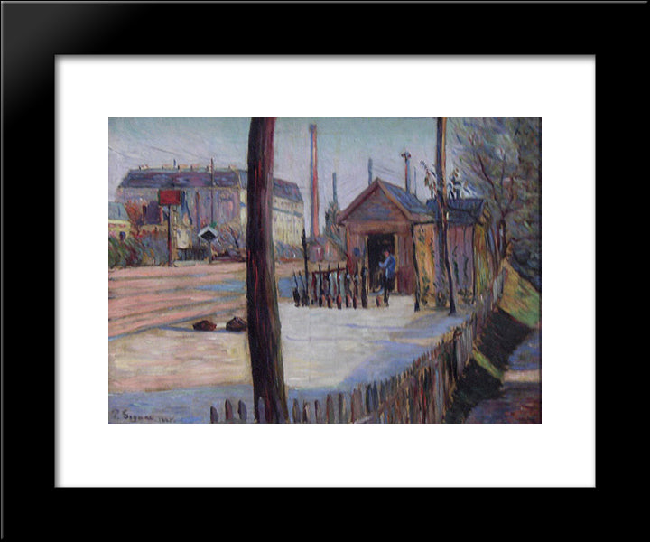 Railway Junction Near Bois Colombes 20x24 Black Modern Wood Framed Art Print Poster by Signac, Paul