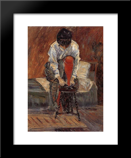 Red Silk Stockings 20x24 Black Modern Wood Framed Art Print Poster by Signac, Paul