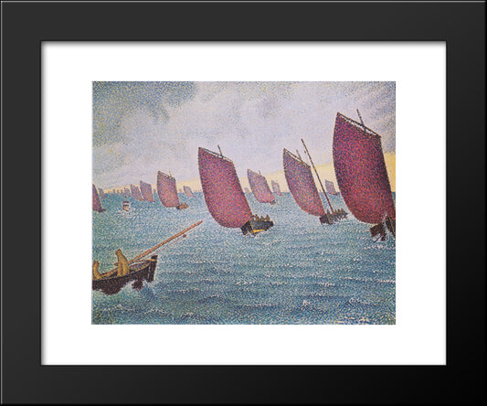 Regatta In Concarneau 20x24 Black Modern Wood Framed Art Print Poster by Signac, Paul