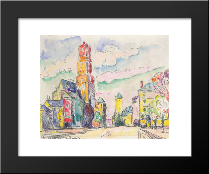 Rodez 20x24 Black Modern Wood Framed Art Print Poster by Signac, Paul