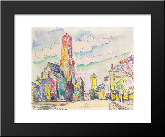 Rodez 20x24 Black Modern Wood Framed Art Print Poster by Signac, Paul