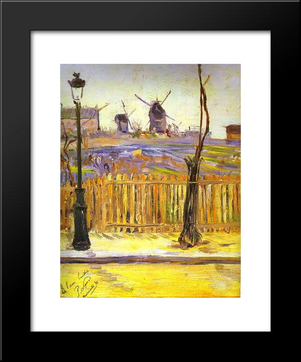 Rue Caulaincourt. Mills On Montmarte 20x24 Black Modern Wood Framed Art Print Poster by Signac, Paul