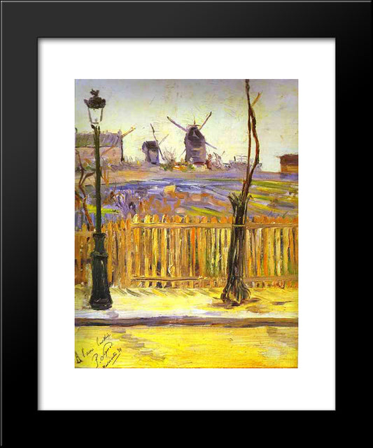 Rue Caulaincourt. Mills On Montmarte 20x24 Black Modern Wood Framed Art Print Poster by Signac, Paul