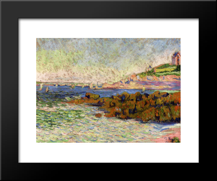 Saint Briac, The Marker Le Cheval 20x24 Black Modern Wood Framed Art Print Poster by Signac, Paul