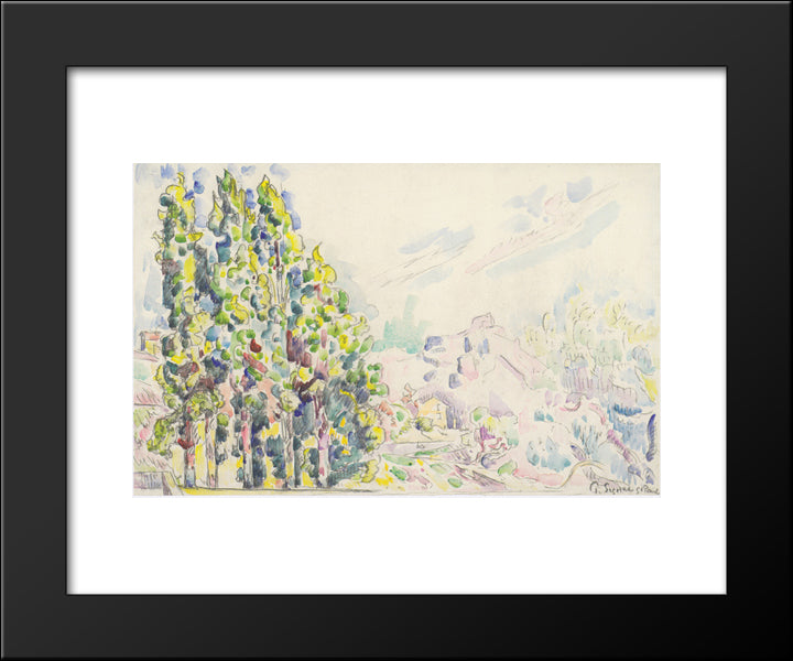 Saint Paul De Vence 20x24 Black Modern Wood Framed Art Print Poster by Signac, Paul