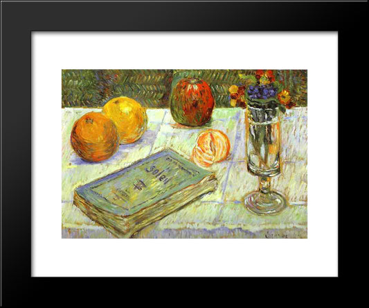 Still Life With A Book 20x24 Black Modern Wood Framed Art Print Poster by Signac, Paul