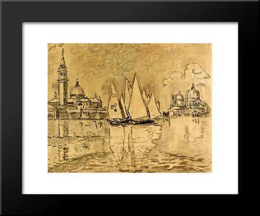 Study For Venice, Morning 20x24 Black Modern Wood Framed Art Print Poster by Signac, Paul