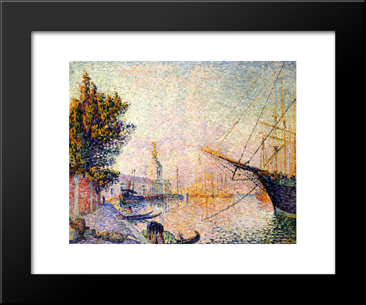 The Dogana 20x24 Black Modern Wood Framed Art Print Poster by Signac, Paul