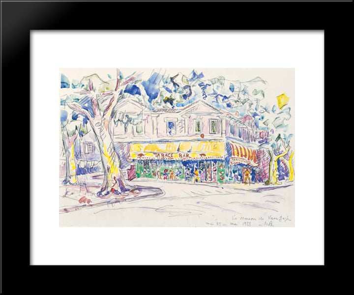 The House Of Van Gogh (Arles, Place Lamartine) 20x24 Black Modern Wood Framed Art Print Poster by Signac, Paul