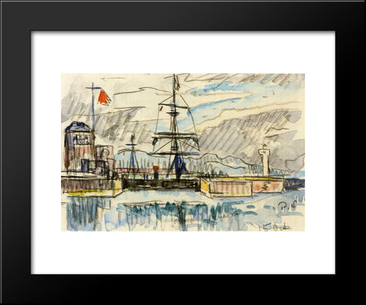 The Jetty 20x24 Black Modern Wood Framed Art Print Poster by Signac, Paul