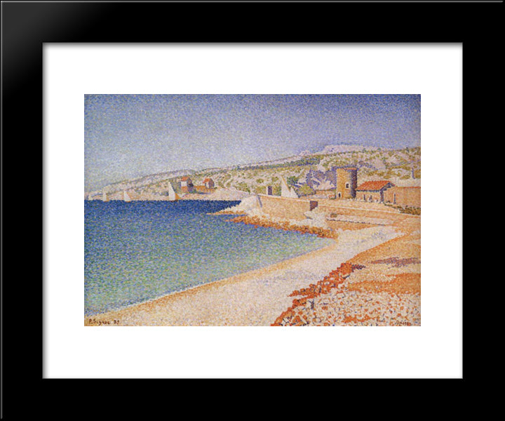 The Jetty At Cassis, Opus 198 20x24 Black Modern Wood Framed Art Print Poster by Signac, Paul