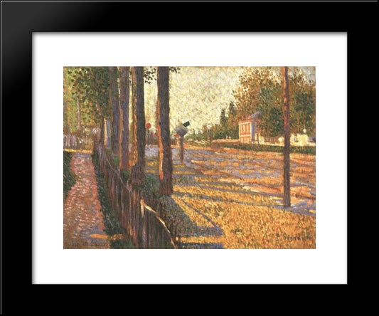 The Railway At Bois Colombes 20x24 Black Modern Wood Framed Art Print Poster by Signac, Paul