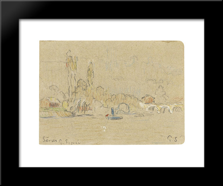 The Seine Near Sevres 20x24 Black Modern Wood Framed Art Print Poster by Signac, Paul