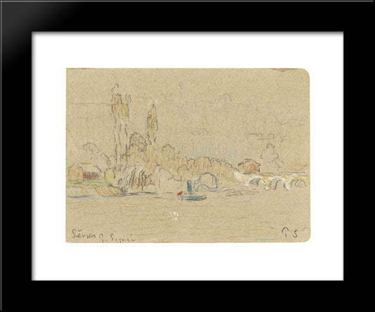 The Seine Near Sevres 20x24 Black Modern Wood Framed Art Print Poster by Signac, Paul