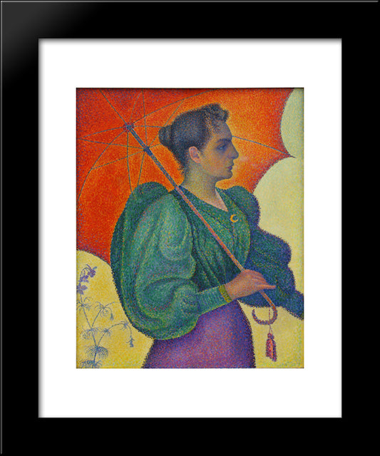 Woman With A Parasol 20x24 Black Modern Wood Framed Art Print Poster by Signac, Paul