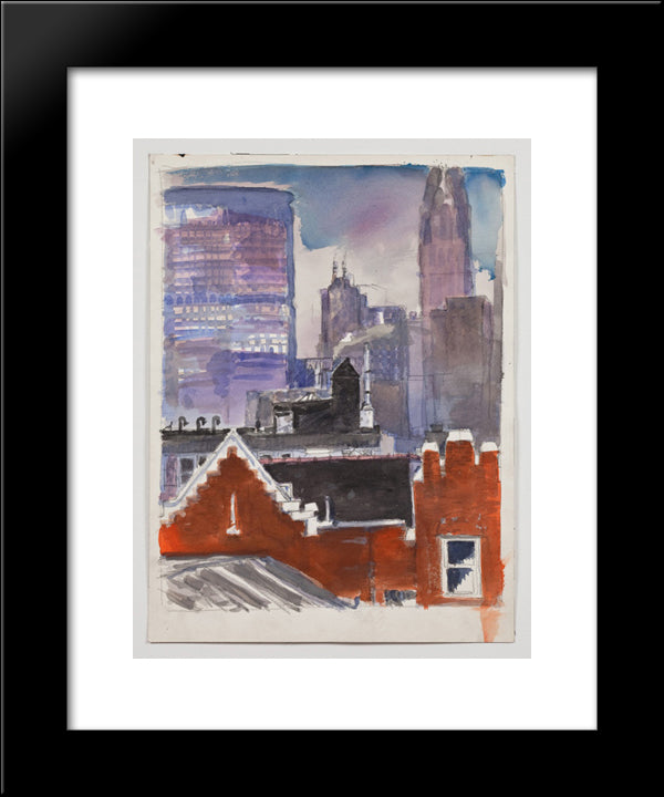 Untitled (Cityscape) 20x24 Black Modern Wood Framed Art Print Poster by Thek, Paul