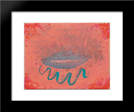 Untitled (Lips With Turquoise) 20x24 Black Modern Wood Framed Art Print Poster by Thek, Paul