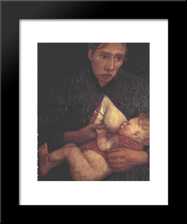 Breast Feeding Mother 20x24 Black Modern Wood Framed Art Print Poster by Modersohn Becker, Paula