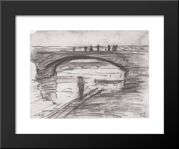 Bridges In Paris 20x24 Black Modern Wood Framed Art Print Poster by Modersohn Becker, Paula