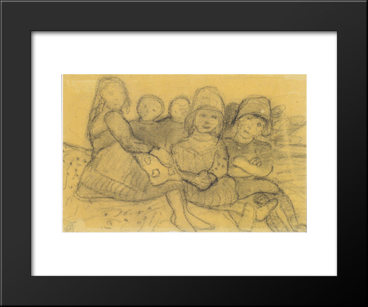 Five Children On The Edge Of The Meadow 20x24 Black Modern Wood Framed Art Print Poster by Modersohn Becker, Paula