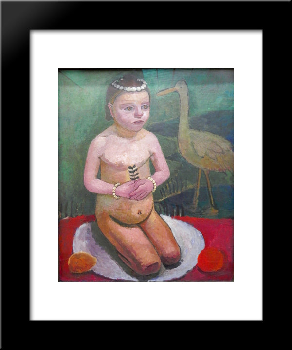 Girl With Stork 20x24 Black Modern Wood Framed Art Print Poster by Modersohn Becker, Paula