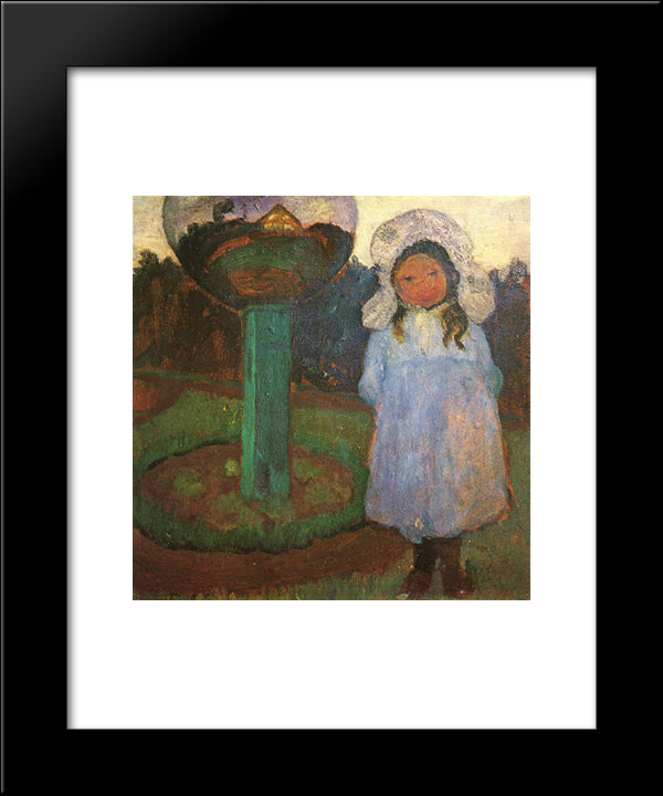 Girls In The Garden With Glass Ball (Elsbeth) 20x24 Black Modern Wood Framed Art Print Poster by Modersohn Becker, Paula