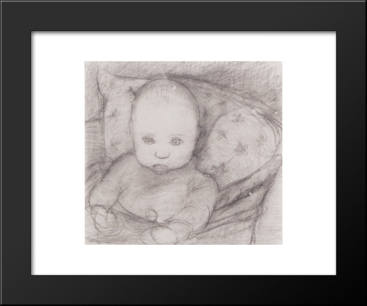 Infant In Seat 20x24 Black Modern Wood Framed Art Print Poster by Modersohn Becker, Paula
