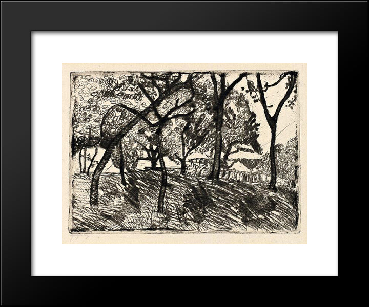 Landscape With Trees 20x24 Black Modern Wood Framed Art Print Poster by Modersohn Becker, Paula