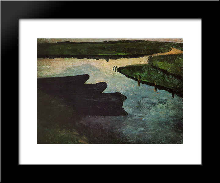 Marsh Channel With Peat Barges 20x24 Black Modern Wood Framed Art Print Poster by Modersohn Becker, Paula