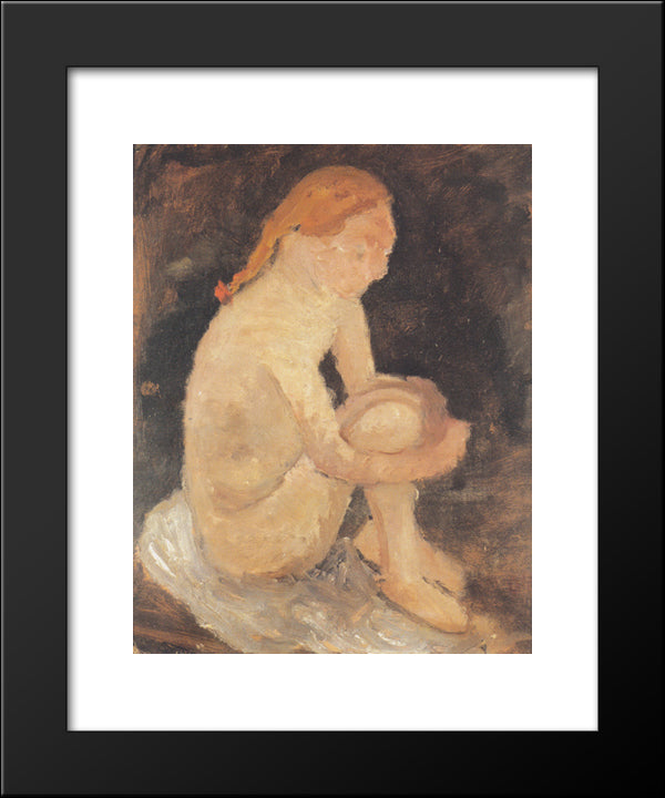 Nude Girl 20x24 Black Modern Wood Framed Art Print Poster by Modersohn Becker, Paula