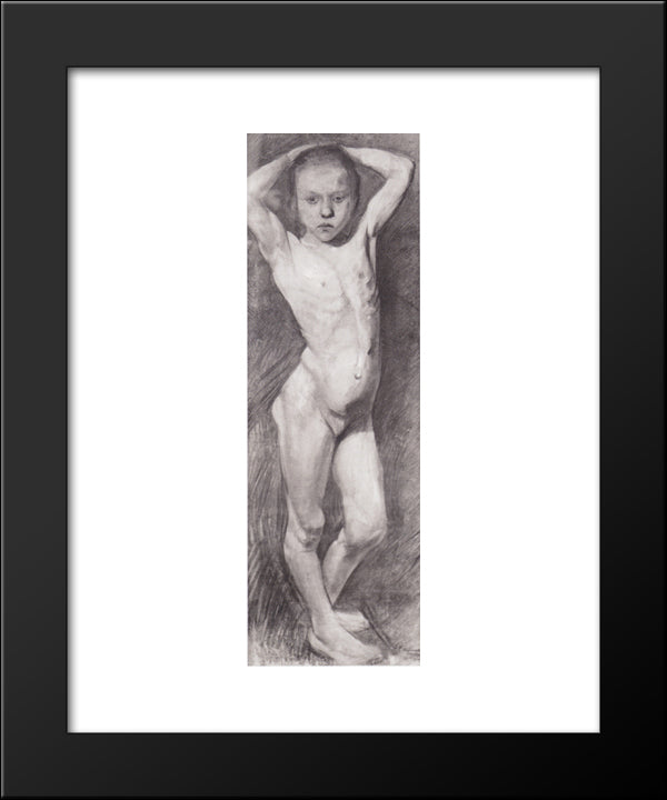Nude Girl Standing, Arms Folded Behind His Head 20x24 Black Modern Wood Framed Art Print Poster by Modersohn Becker, Paula