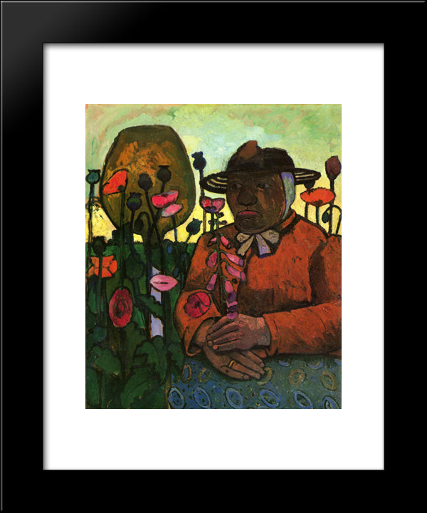 Old Woman In The Garden 20x24 Black Modern Wood Framed Art Print Poster by Modersohn Becker, Paula