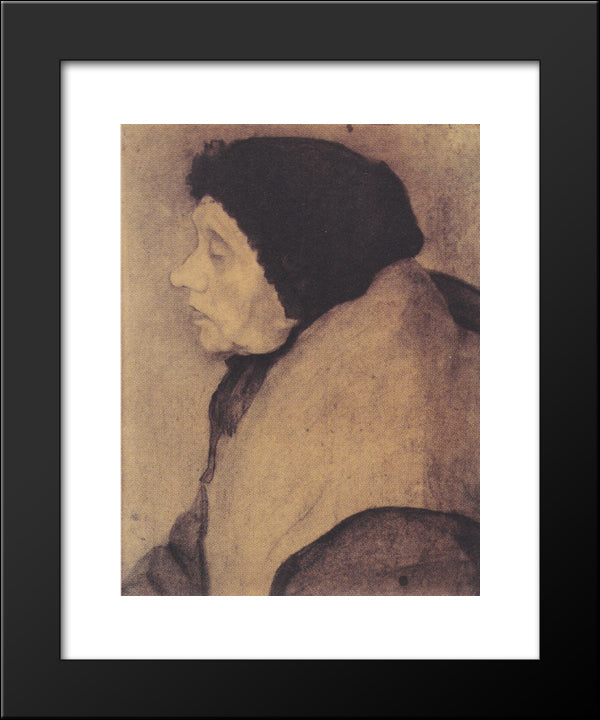 Old Woman With A Bonnet In Profile To The Left 20x24 Black Modern Wood Framed Art Print Poster by Modersohn Becker, Paula