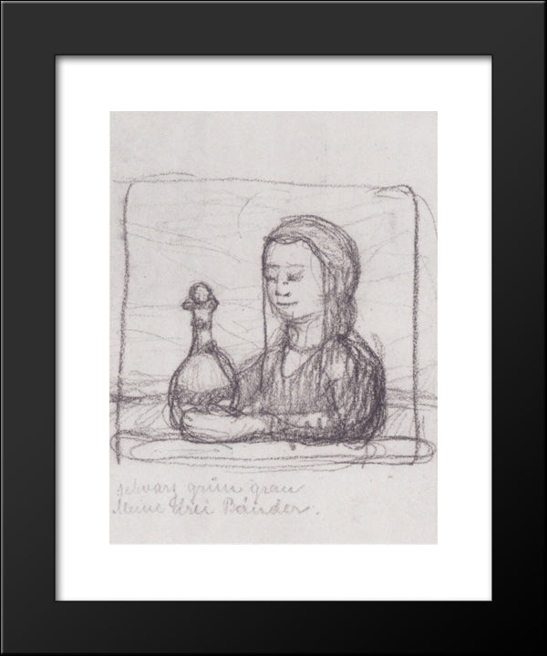 Portrait Of A Woman With Pitcher 20x24 Black Modern Wood Framed Art Print Poster by Modersohn Becker, Paula
