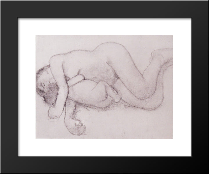 Reclining Mother And Child 20x24 Black Modern Wood Framed Art Print Poster by Modersohn Becker, Paula