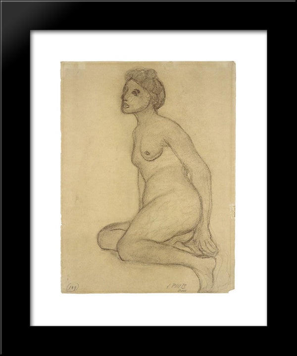 Seated Female Nude 20x24 Black Modern Wood Framed Art Print Poster by Modersohn Becker, Paula