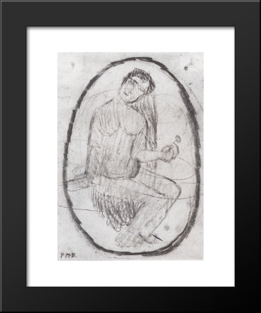 Seated Nude With A Flower 20x24 Black Modern Wood Framed Art Print Poster by Modersohn Becker, Paula