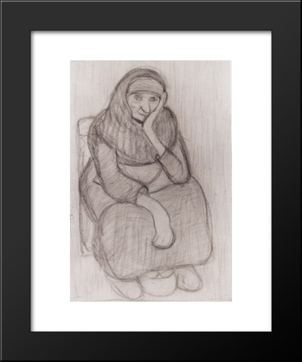 Seated Peasant Woman 20x24 Black Modern Wood Framed Art Print Poster by Modersohn Becker, Paula
