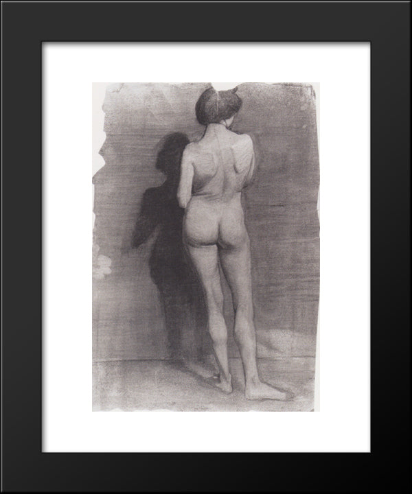 Standing Female Nude, Against A Dark Wall 20x24 Black Modern Wood Framed Art Print Poster by Modersohn Becker, Paula