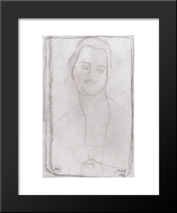 Study For Portrait Of Clara Rilke-Westhoff 20x24 Black Modern Wood Framed Art Print Poster by Modersohn Becker, Paula