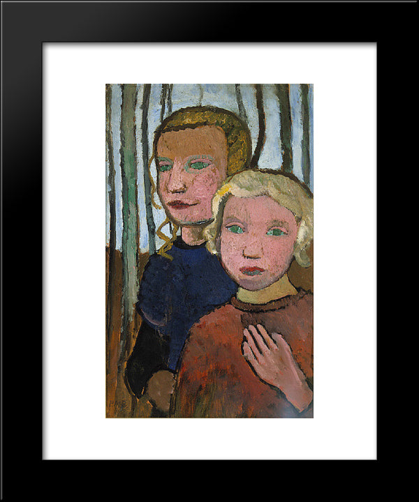 Two Girls In Front Of Birch Trees 20x24 Black Modern Wood Framed Art Print Poster by Modersohn Becker, Paula
