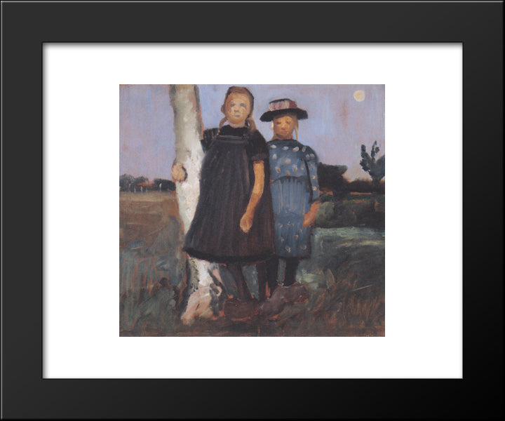 Two Girls Standing On The Birch Trunk 20x24 Black Modern Wood Framed Art Print Poster by Modersohn Becker, Paula