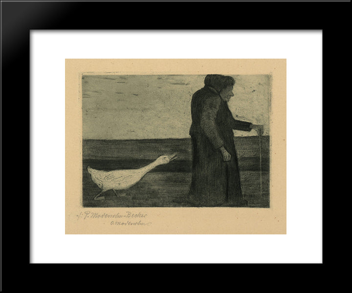Woman With Goose 20x24 Black Modern Wood Framed Art Print Poster by Modersohn Becker, Paula