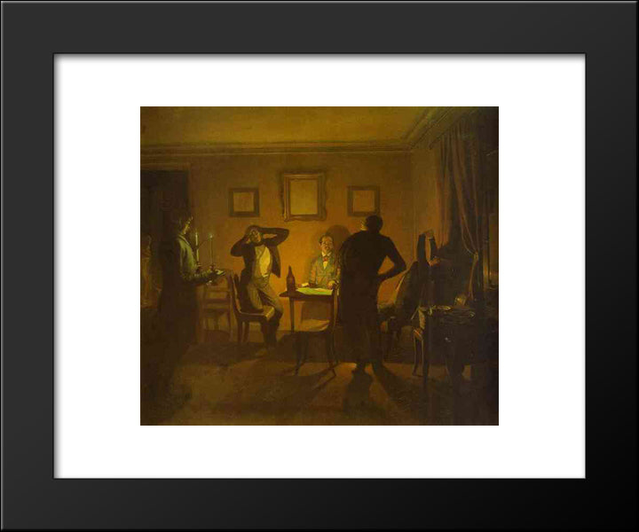Gamblers 20x24 Black Modern Wood Framed Art Print Poster by Fedotov, Pavel