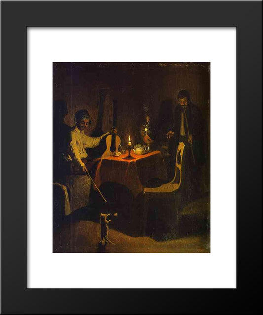 Officer And His Orderly 20x24 Black Modern Wood Framed Art Print Poster by Fedotov, Pavel