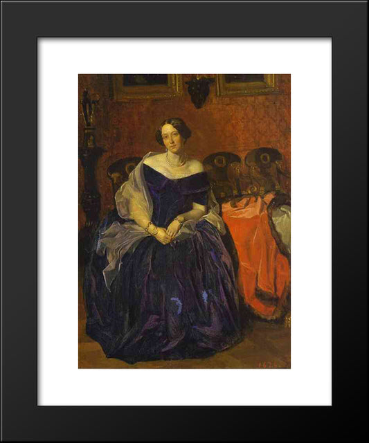 Portrait Of A. P. Zhdanovich 20x24 Black Modern Wood Framed Art Print Poster by Fedotov, Pavel