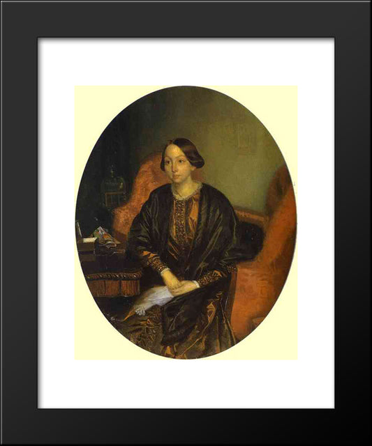 Portrait Of Amalia Legrand 20x24 Black Modern Wood Framed Art Print Poster by Fedotov, Pavel