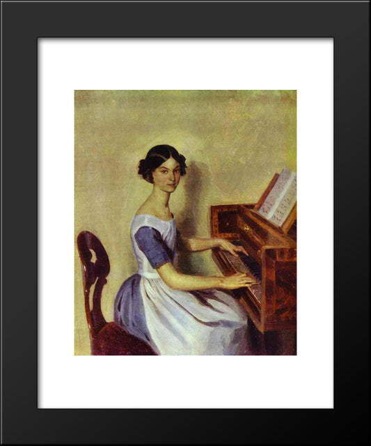 Portrait Of Nadezhda P. Zhdanovich At The Piano 20x24 Black Modern Wood Framed Art Print Poster by Fedotov, Pavel