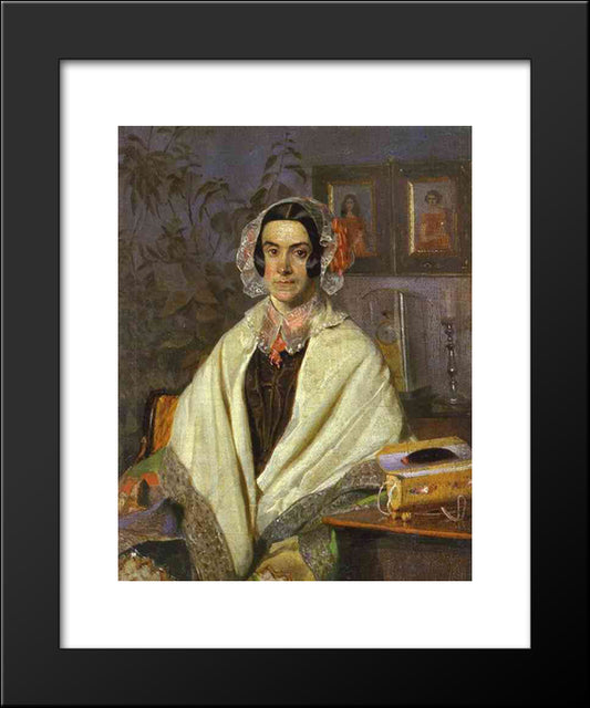 Portrait Of O. P. Zhdanovich 20x24 Black Modern Wood Framed Art Print Poster by Fedotov, Pavel