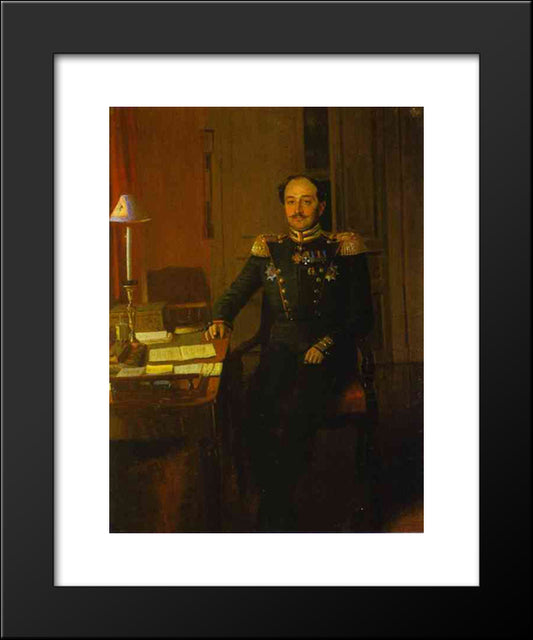 Portrait Of P. P. Zhdanovich 20x24 Black Modern Wood Framed Art Print Poster by Fedotov, Pavel